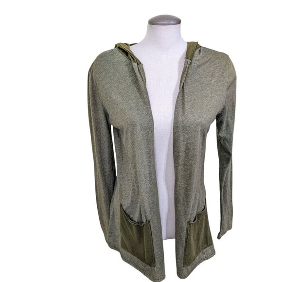 Soul Flower Womens S Olive Green Open Cardigan Hooded Eco Friendly Sustainable - Picture 1 of 6